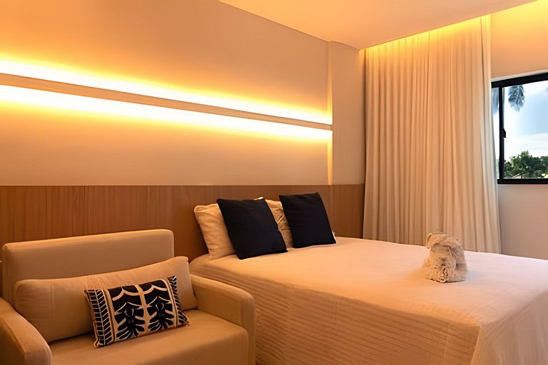 Ipioca Beach Resort | Apto vista mar climatizado