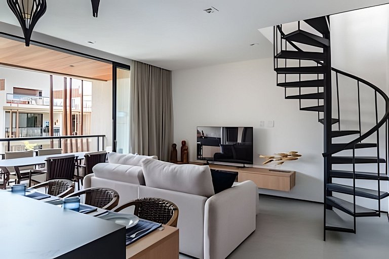 Duplex com rooftop em condomínio pé na areia