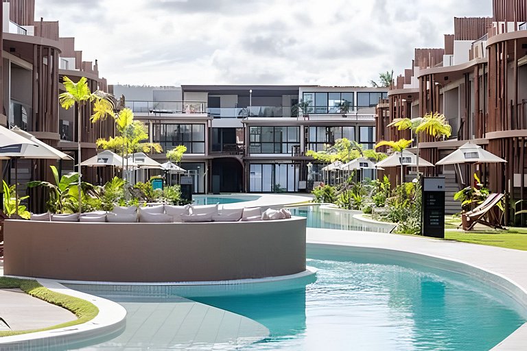 Duplex com rooftop em condomínio pé na areia