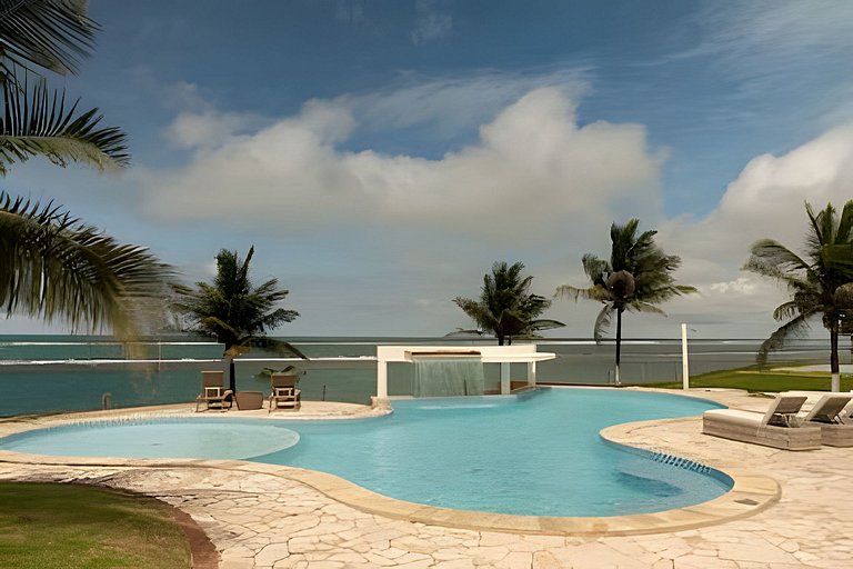 Mansão pé na areia, 10 suítes e piscina aquecida